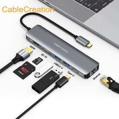 CableCreation USB Type C Hub to 4K 60Hz RJ45 SD Reader 100w PD Charger USB 3.0 USB C Docking For Pro Pro
