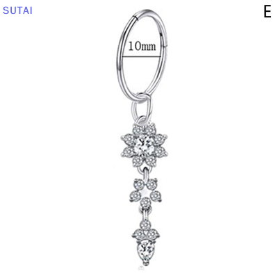 💖【Lowest price】SUTAI แหวนสะดือแฟชั่นรูปผีเสื้อแบบไร้รอยต่อต่างหูสแตนเลสเจาะท้องเครื่องประดับร่างกายผู้หญิง