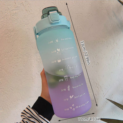 2000ml Portable Large Capacity Fitness Jugs Gradient Color Plastic Cups Outdoor Frosted Water Bottle Leakproof