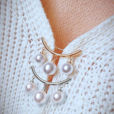 Fashion Pearl Pendant Safety Fixed Strap Clothing Accessories Pin Brooch Cardigan Chain Brooch Pearl Brooch