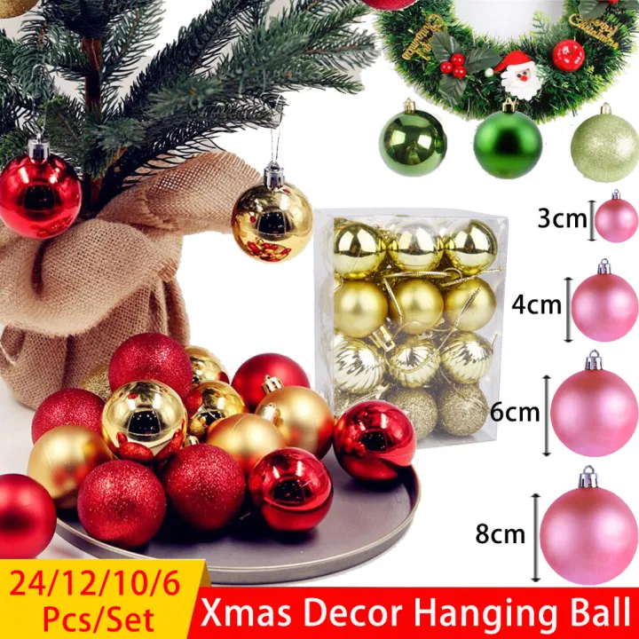 3/4/6/8CM Christmas Xmas Tree Ball Bauble Hanging Party Ornament Decoration For Home New Year Gift 24Pcs/Pack-3cm 12Pcs/Pack-4cm 10Pcs/Pack-6cm 6Pcs/Pack-8cm