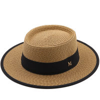 summer sun hat ladies fashion girl straw hat ribbon bow beach hat casual grass flat top panama hat bone womens visor cap2023