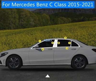 ชุดแถบขอบกันริมเสาหน้าต่างสแตนเลส2015-2021อะไหล่รถยนต์สำหรับ Mercedes Benz C Class อุปกรณ์เสริมปลอก87Tixgportz