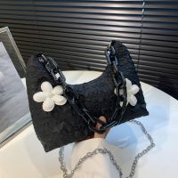 [COD] niche flower armpit bag female 2022 autumn new fresh chain Messenger pleated shoulder