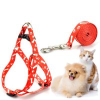 Pet Dog Bone Printing Harness and Leash Set Summer Fashion Harness for Dog Cat dog Supplise Chihuahua Adjustable Walking Puppy Leashes