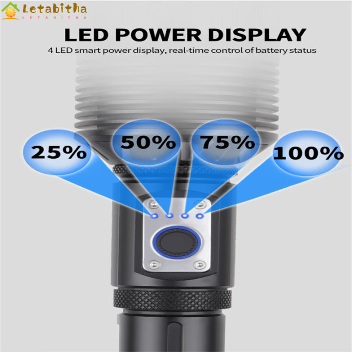 letabitha-ไฟฉายจิ๋ว-led-xhp360-2000-2500ลูเมน-ไฟฉายอัลลอยด์อะลูมิเนียมสว่างมากระยะไกลสว่างมาก