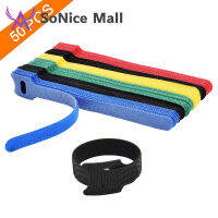 50Pcs สี Reusable Ties Hook Loop Fastener T-Slot ไนลอน Magic Data Cable Management Harness Wire Strap