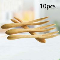 10pcs Carbonize Bamboo Food Picks Eco-friendly Fruit Fork Reusable Cake Dessert Sandwich Stick Toothpick Bento Lunch Accessories