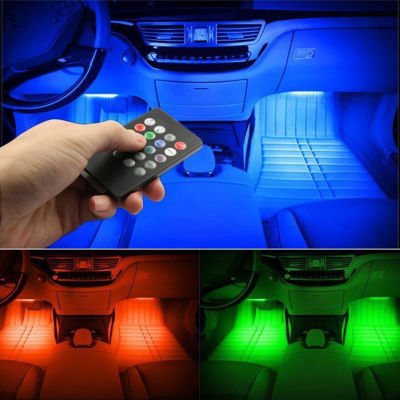 202112V 1 To 4 5050 RGB LED Car Interior Atmosphere Light USB LED Tape Strip Lamp Car with Music Remote Control Decoration Lighting