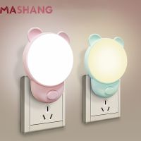 Cute Bear Night Lights Plug In Wall EU 220V Dimmable Led Night Light Bedside Wall Lamp for Childrens Kids Bedroom Nightlight Night Lights