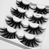 [LWF HOT]♈4คู่25มม. 6D Mink ขนตาปลอม Fluffy Soft Eye Lashes หนายาว Handmad Fake Eyelash Extension แต่งหน้า