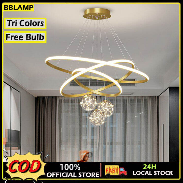 Free Bulb+Free Wall Lamp 】BBLAMP Chandelier Ceiling Sala Tri Colors