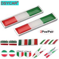 DSYCAR สติกเกอร์ติดป้ายสัญลักษณ์รถยนต์แบบ2ชิ้น/คู่3D โลหะอุปกรณ์แต่งภายนอกรถแบบอิตาลีธงชาติ