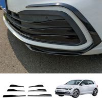 Car Glossy Black Front Bumper Spoiler Lower Grille Fog Light Eyebrow Covers Trim for-VW Golf MK8 2021 2022