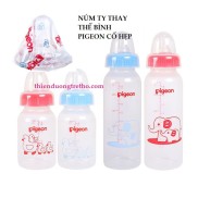 Núm Ty Silicon Bình Sữa Pigeon cổ hẹp đủ size S M L