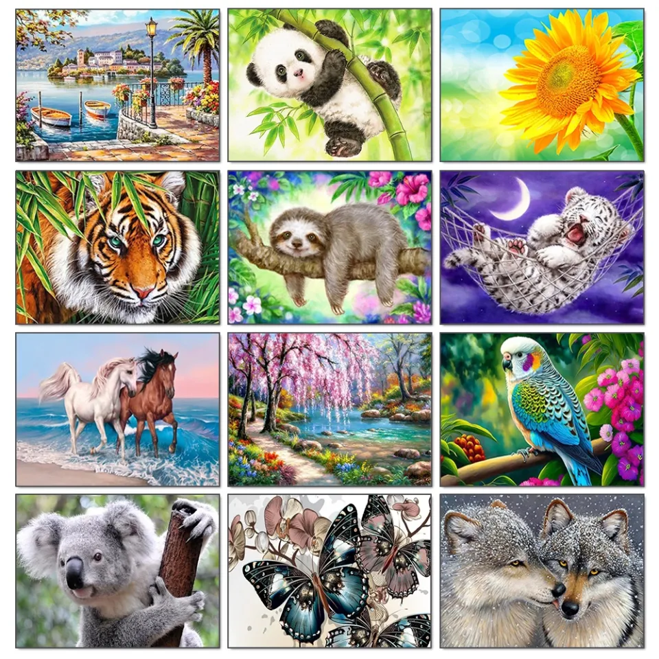 LZ】✧▽ Full Round Diamond Painting Animal Tiger Butterfly 5D DIY ...