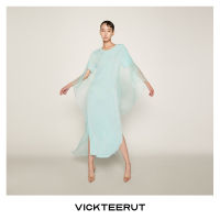 VICKTEERUT (ราคาปกติ 13,500-.) Short Sleeve Jersey Dress with Silk  Backเดรสแขนสั้น ตัดต่อไหมชีฟอง DRY CLEAN ONLY