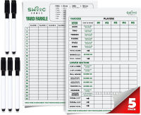 Splinter Woodworking Co. SWOOC Games - 5 Big Dry Erase Yardzee &amp; Farkle Score Cards with 5 Markers (11.5in x 8in) | Large Laminated Reusable Pads &amp; Pens for Giant Dice Games | Jumbo Yardzee Score Card and Farkle Score Sheets Score Cards + Markers