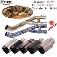 Slip On For Yamaha R1 YZF R1 2015-2020 Motorcycle Escape Exhaust Modified Titanium Alloy Middle Link Pipe Carbon Fiber Muffler