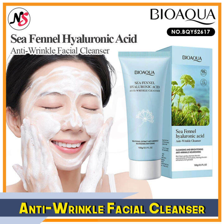 BIOAQUA Sea Fennel Hyaluronic Acid Anti-Wrinkle FACIAL CLEANSER 100g ...