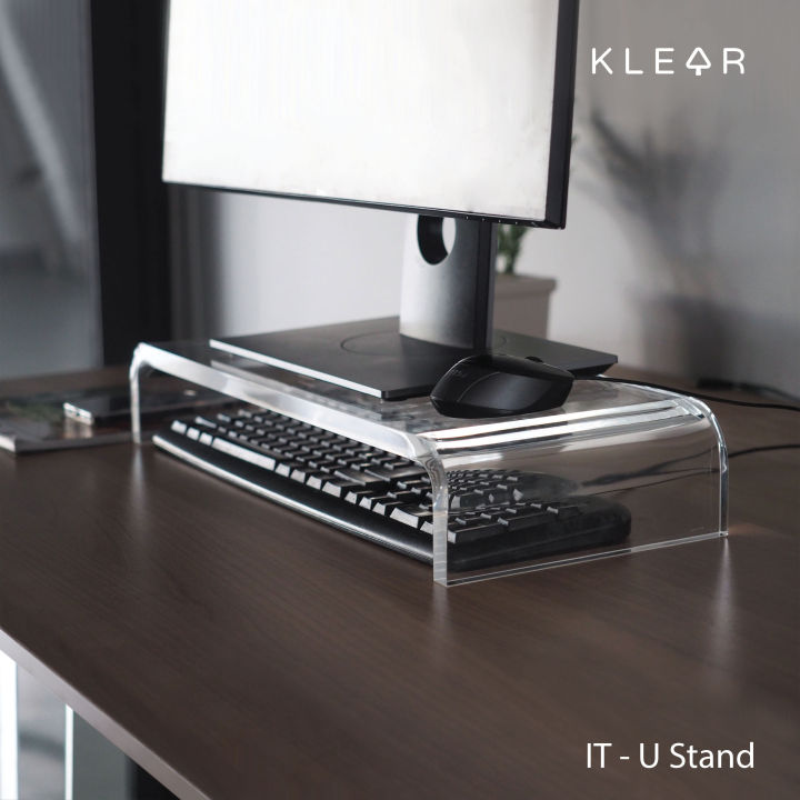 klearobject-u-stand-it-ชั้นวางคอมพิวเตอร์-ชั้นวางบนโต๊ะ-ชั้นวางอุปกรณ์ไอที-อะคริลิคใส-ชั้นวางโต๊ะ-it-ชั้นวางจอคอม-ที่วางจอคอมพิวเตอร์-อะคริลิค