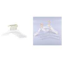 5 Pcs Clear Clothes Hangers with , Transparent Shirts Dress Coat Hanger with Notches for Lady Kids