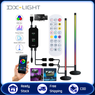 DX-LIGHT ไฟ LED บาร์ RGB จังหวะการรับไฟกลางคืนเพลงบลูทูธแอปรีโมทคอนโทรลข้างเตียงเกมทีวีคอมพิวเตอร์เดสก์ท็อปสร้างบรรยากาศ