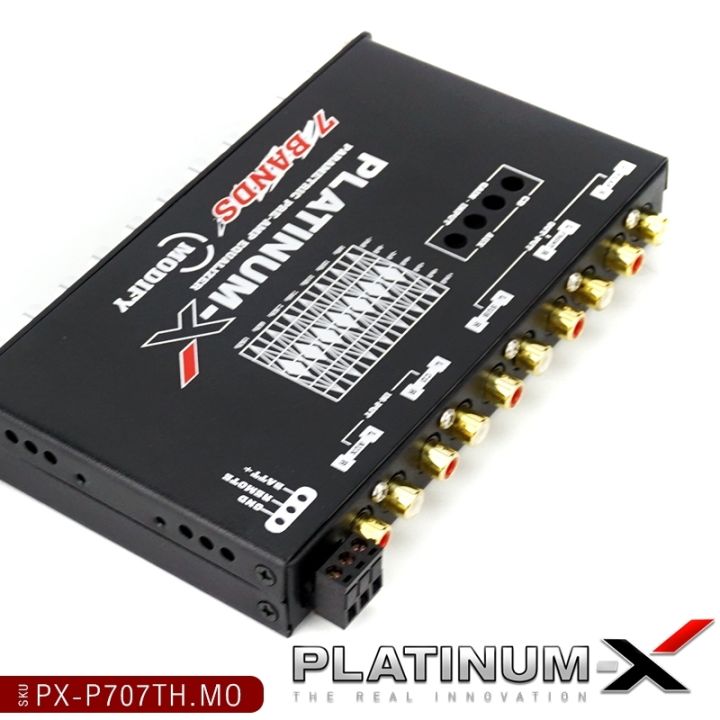 platinum-x-ปรีแอมป์-ปรีโม7แบน-แยกซับ-ปรีโมแรงๆ-ปรีแอมป์รถยนต์-modify-แจ็คทิฟฟานี่-ลูกบิดอลูมิเนียม-มีช่องปรับ-เบสหนัก-เสียงดี-ปรีแอมป์-ปรี