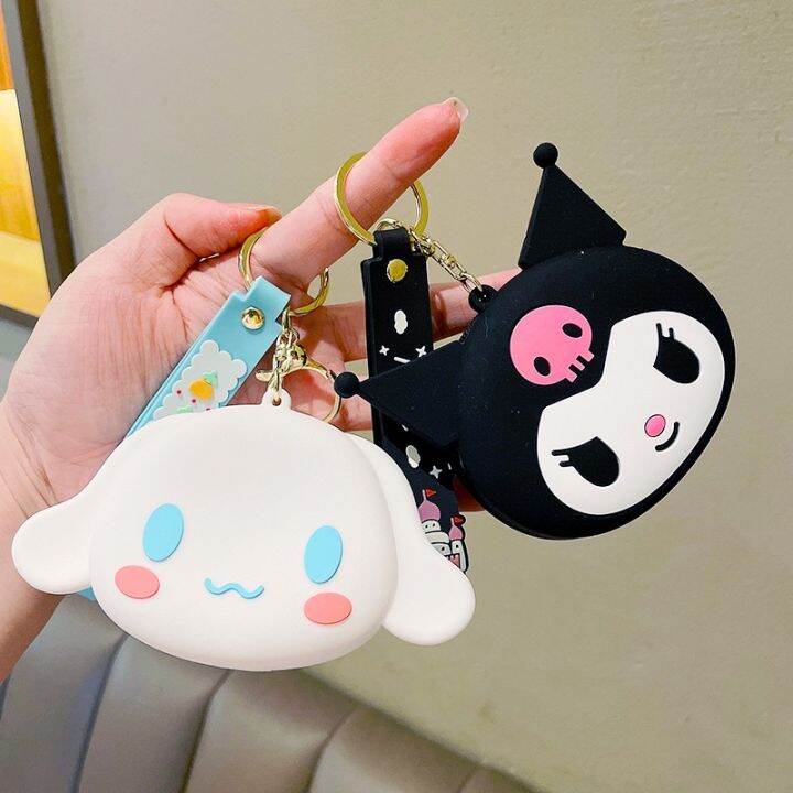 พวงกุญแจกระเป๋าสตางค์ขนาดเล็ก-sanrio-ที่สร้างสรรค์น่ารัก-kuromi-อบเชยสุนัข-dompet-koin-รถจี้กุญแจกระเป๋าใส่เงินพวงกุญแจ-bff