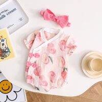 、‘】【= 2023 Summer New Baby Clothes, Baby Girl One-Piece Full Moon Hat, Thin Wrapped Fart Coat