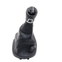 Chrome &amp; Leather Car Shift Gear Knob Lever Gaitor Boot Cover For VW Touran 2003-2010 Caddy MK2 2004 2005 2006 2007 2008 2009