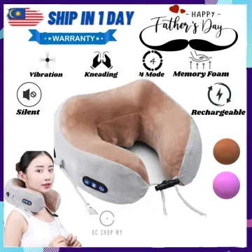 Electric Neck Massager,With Heat Vibration Memory Foam Pillow,Multifunction  Protable U-shaped Memory Foam Pillow,Travel Pillows