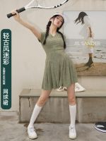 golf equipment Tennis skirt短袖女网球裙连衣裙提花迷彩运动法式古风倒褶军绿