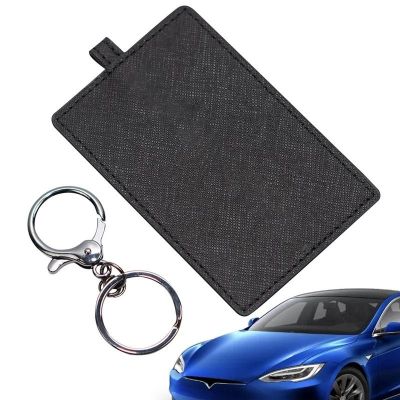 ﹊﹍ For Tesla Model 3 Y Key Card Case PU Leather Leather Case Modified PU Buckle Card Cover Case Protector Accessories Pouch