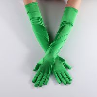 ☃ Purple Green Blue Sunsscreen Long Party Dance Gloves White Black Finger Satin Opera For Bridal Wedding Accessories Women Gloves