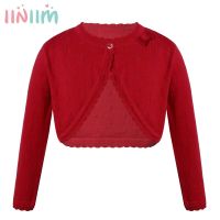 Bow Red Kids Cardigan Sweater Girl Outerwear Long Sleeve Cotton Girls Jacket For 2 4 6 8 10 12 13 Years Old Children Clothes Cups