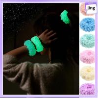 JING ผู้หญิง ยางยืด สีสัน ที่คาดผมหางม้า ที่คาดผมเรืองแสง ที่คาดผม Scrunchies ตุ๊กตา