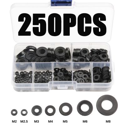 ✴▤✻ 250PCS Nylon Washers M2 M2.5 M3 M4 M5 M6 M8 Nylon Washers Plastic Insulation Spacers Seals Black White Set Gasket Ring Kit