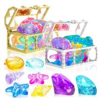 24Pcs Diving Gems Pool Toys Oceans Gem Diamond Gems Pirate Treasure Chest Summer Underwater Swimming Toys