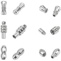 1Box 12sets 3 Styles 1mm/1.5mm Hole Stainless Steel Screw Clasps Column Screw Clasps Tube Leather Cord End Caps with Locking for Bracelets Jewelry Making Findings