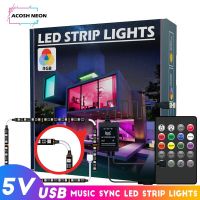 55 inch 30LEDs/M RGB LED Light Strip with Music Sync USB 5V 5050 smd Dimmable LED Night Light Backlight with Conner Cable for TV LED Strip Lighting