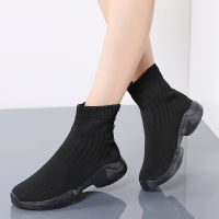 Socks Shoes Breathable High-top Women Shoes Woman Flats Fashion Sneakers Stretch Fabric Casual Slip-On Ladies Shoes New 2022