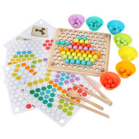 New Montessori Early Education Baby Hand Movement Training Color Cognition Bead Clipping Wooden Toys for Children Game