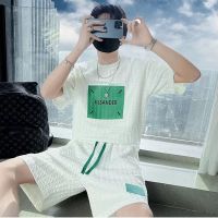 【Hot Sale】 suit mens summer casual thin section Internet celebrity tide brand Korean handsome short-sleeved two-piece set