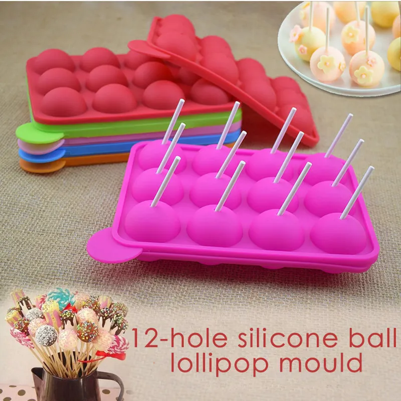 12 Hole Silicone Round Lollipop Mold Cake Pop Mold DIY Chocolate