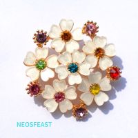 【YF】 Floral Brooches for Breast Pin Rhinestone Brooch Color Ladies Bridal Gifts Accessory Delicate Jewelry