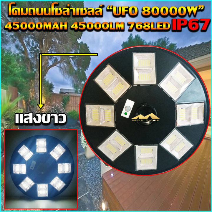 สว่างและถูกที่สุด-80000w-แสงขาว-วอร์มไวท์-โคมถนน-โคมไฟถนนโซล่าเซลล์-8-ทิศทาง-16-ช่อง-768led-ufo-solar-cell-คุ้มที่สุด