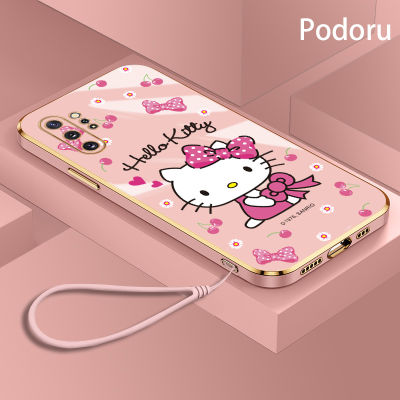 เคสซัมซุงโน้ต10 Plus Note 10 Pro เรียบง่ายสุดหรูชุบทองเคสโทรศัพท์ Hello Kitty TPU แบบนิ่ม