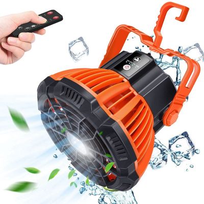 Camping Fan Portable Outdoor Camping Fan Rechargeable Outdoor Tent Fan with LED Lantern with Hang Hook