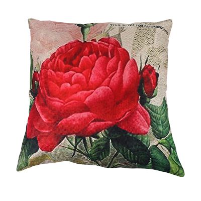 Vintage Floral/Flower flax Decorative Throw Pillow Case Cushion Cover Home Sofa Decorative(Rose flower)
